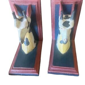 Vintage 8" Wooden Giraffe Bookends Rustic Country Style Decor